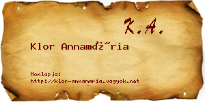 Klor Annamária névjegykártya